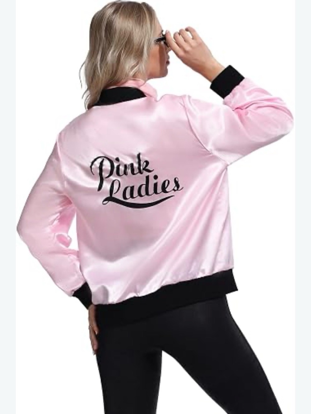 Pink Ladies Satin Bomber Jacket - Pink costume Grease